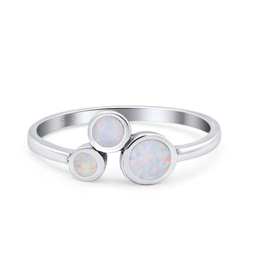 New Design Petite Dainty Fashion Thumb Ring Lab Created White Opal Solid 925 Sterling Silver